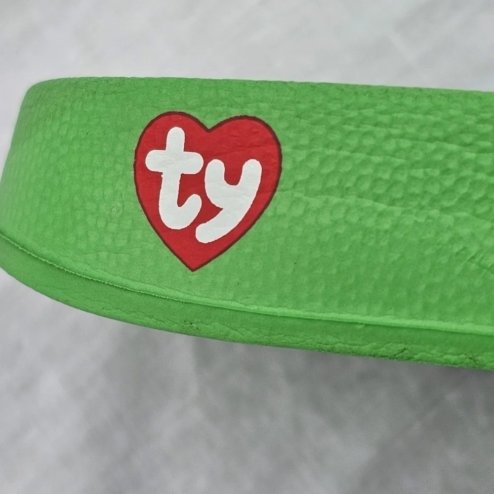 Ty - Fashion Slipper Slides - size 11-13 green and multicolored cat Tigerly-